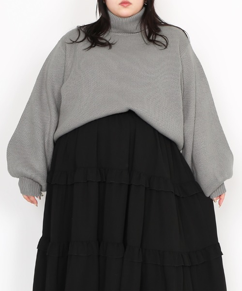 PUNYUS（プニュズ）の「タートルネックオーバーニット（ニット/セーター・レディース・杢グレー/ブラック/イエロー/ピンク・3/4）」の11枚目の写真