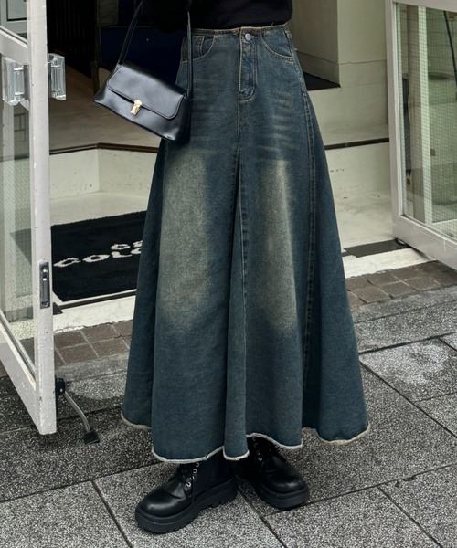 CITIZENS OF HUMANITY【関税送料込＆SALE】デニムフレアスカート Citizens of Humanity】CIRCOLO REWORKED MAXI SKIRT／ホワイト