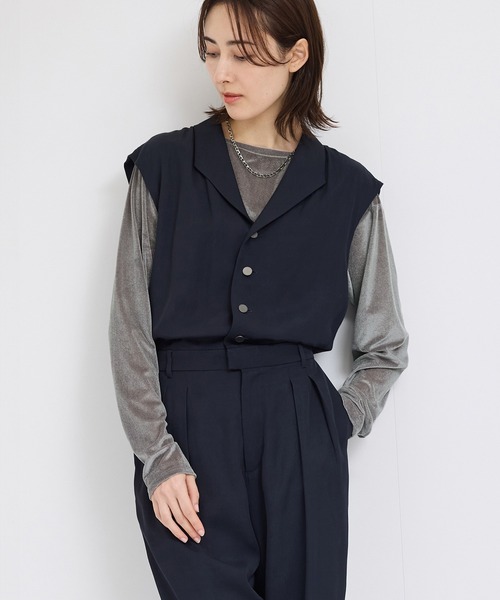 ROPE'（ロペ）の「シアーベロアクルーネックロングスリーブ（Tシャツ/カットソー・レディース・ライトグリーン/ブラック/グレー・FREE）」の3枚目の写真