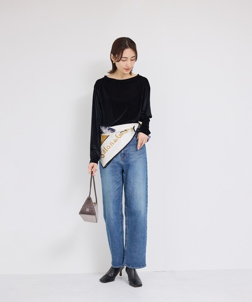 ROPE'（ロペ）の「シアーベロアクルーネックロングスリーブ（Tシャツ/カットソー・レディース・ライトグリーン/ブラック/グレー・FREE）」の4枚目の写真