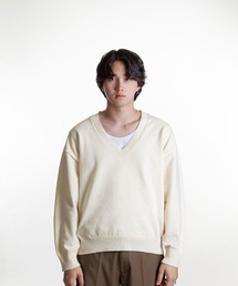 ZIP FIVE -White Line-（ジップファイブホワイトライン）の「【White Line】 リラックスフィット ハイゲージ Vネック ニット（ニット/セーター）」