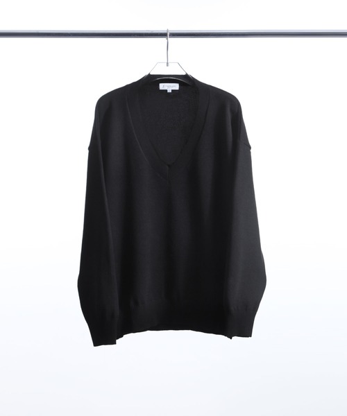 ZIP FIVE -White Line-(ジップファイブホワイトライン)の「【White Line】 リラックスフィット ハイゲージ Vネック ニット(ニット/セーター・メンズ・オフホワイト/ブラック/チャコール・MEDIUM/LARGE/X-LARGE)」の10枚目の写真