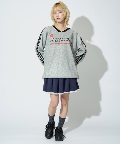 ALLuRing ChaRm（アリュリングチャーム）の「Ruffle Mini Sweat Skirt / フリルミニスウェットスカート インナーパンツ付（スカート・レディース・グレー/ネイビー・FREE）」の18枚目の写真