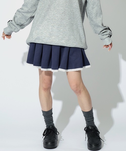 ALLuRing ChaRm（アリュリングチャーム）の「Ruffle Mini Sweat Skirt / フリルミニスウェットスカート インナーパンツ付（スカート・レディース・グレー/ネイビー・FREE）」の15枚目の写真