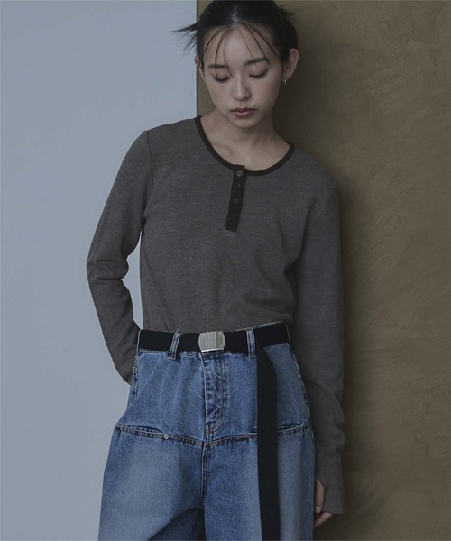 miette(ミエット)の「ヘンリーネックリブトップス(Tシャツ/カットソー・レディース・グレー/ホワイト/ブラック・FREE)」の22枚目の写真