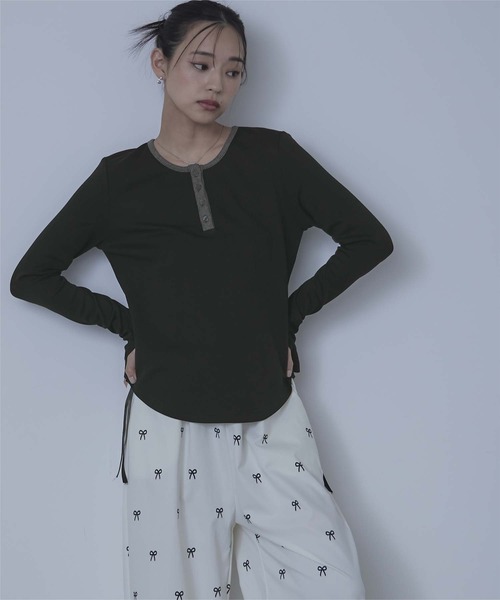 miette(ミエット)の「ヘンリーネックリブトップス(Tシャツ/カットソー・レディース・グレー/ホワイト/ブラック・FREE)」の14枚目の写真