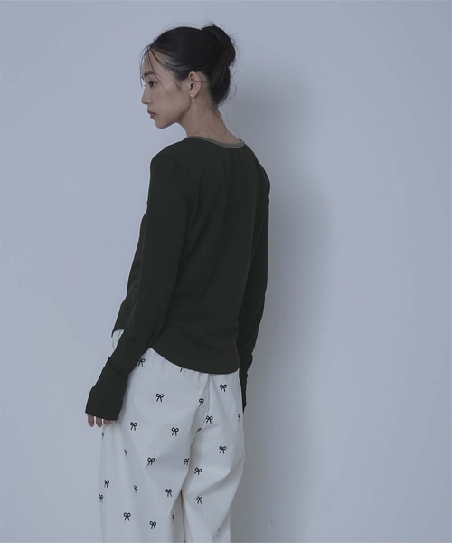miette(ミエット)の「ヘンリーネックリブトップス(Tシャツ/カットソー・レディース・グレー/ホワイト/ブラック・FREE)」の16枚目の写真