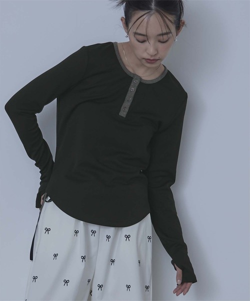 miette(ミエット)の「ヘンリーネックリブトップス(Tシャツ/カットソー・レディース・グレー/ホワイト/ブラック・FREE)」の17枚目の写真