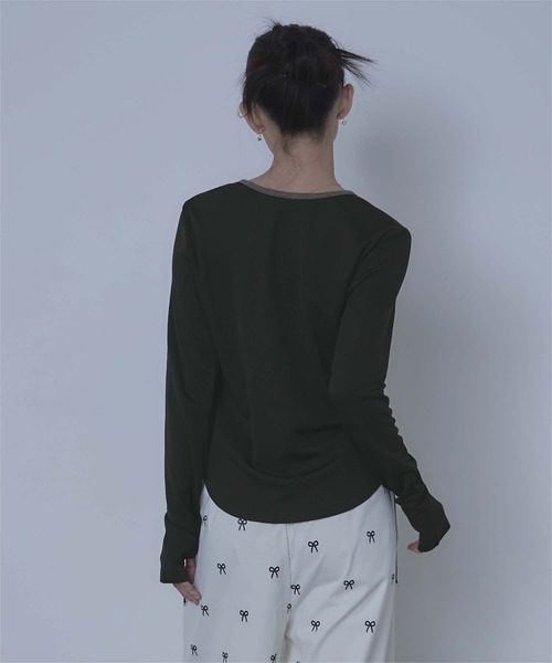 miette(ミエット)の「ヘンリーネックリブトップス(Tシャツ/カットソー・レディース・グレー/ホワイト/ブラック・FREE)」の18枚目の写真