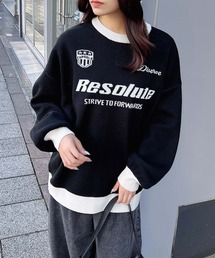 配色ゲームロゴジャガードニット