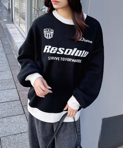 INGNI(イング)の「配色ゲームロゴジャガードニット(ニット/セーター・レディース・ブラック×ホワイト/グレー系その他3/ホワイト×ブラック・M)」の3枚目の写真