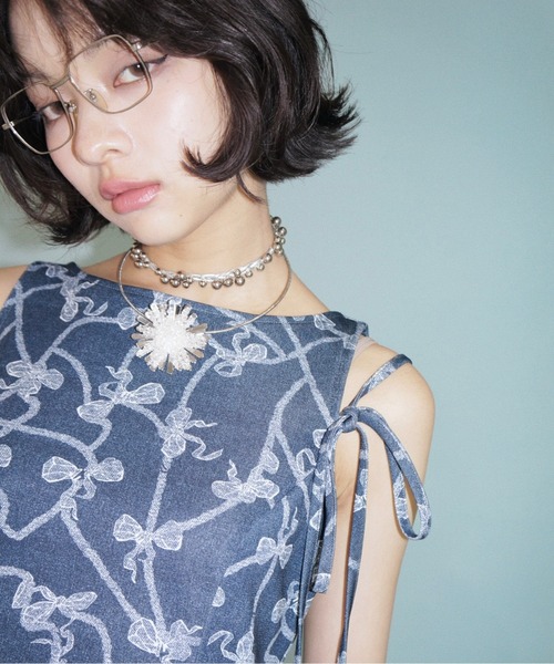 select 】flower charm wire choker / フラワーチョーカー