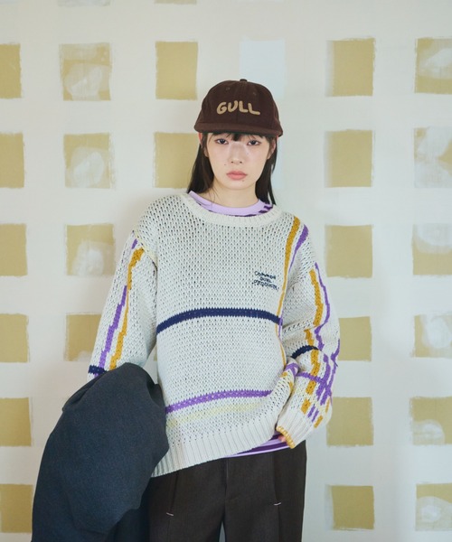 common gull products.（コモンガルプロダクツ）の「ふところのチェックニット（ニット/セーター・レディース・ブラック系/ホワイト系/ブラウン系・MEDIUM/LARGE）」の7枚目の写真