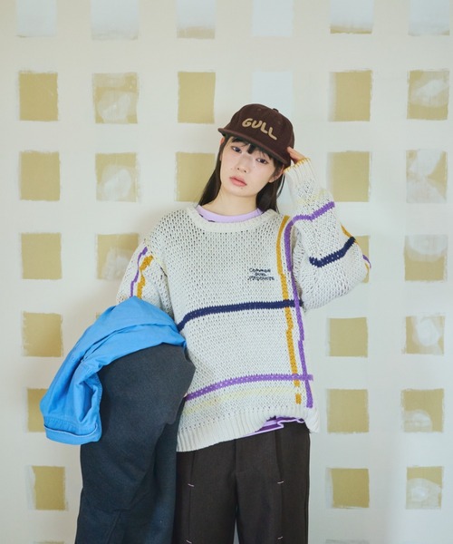 common gull products.（コモンガルプロダクツ）の「ふところのチェックニット（ニット/セーター・レディース・ブラック系/ホワイト系/ブラウン系・MEDIUM/LARGE）」の11枚目の写真