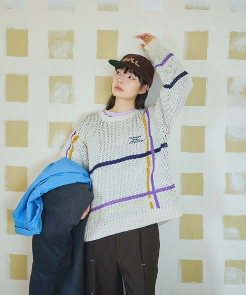 common gull products.（コモンガルプロダクツ）の「ふところのチェックニット（ニット/セーター・レディース・ブラック系/ホワイト系/ブラウン系・MEDIUM/LARGE）」の12枚目の写真