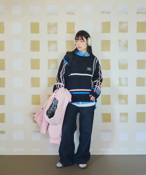 common gull products.（コモンガルプロダクツ）の「ふところのチェックニット（ニット/セーター・レディース・ブラック系/ホワイト系/ブラウン系・MEDIUM/LARGE）」の15枚目の写真