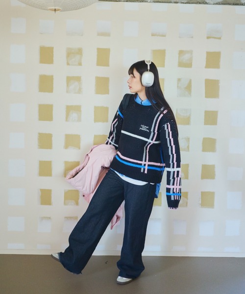 common gull products.（コモンガルプロダクツ）の「ふところのチェックニット（ニット/セーター・レディース・ブラック系/ホワイト系/ブラウン系・MEDIUM/LARGE）」の17枚目の写真