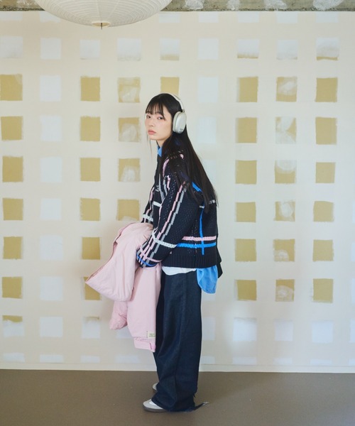 common gull products.（コモンガルプロダクツ）の「ふところのチェックニット（ニット/セーター・レディース・ブラック系/ホワイト系/ブラウン系・MEDIUM/LARGE）」の21枚目の写真