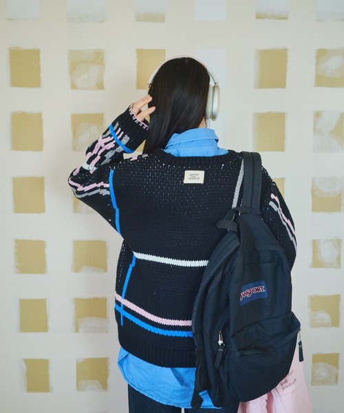 common gull products.（コモンガルプロダクツ）の「ふところのチェックニット（ニット/セーター・レディース・ブラック系/ホワイト系/ブラウン系・MEDIUM/LARGE）」の19枚目の写真