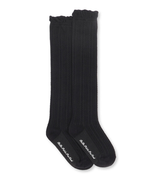 BeBe Petits Pois Vert（ベベプチポワヴェール）の「【店舗限定】フリルニーハイソックス(15~24cm)（ソックス/靴下・キッズ・グレー/ブラック・21.0cm/19.0cm/24.0cm/17.0cm）」の10枚目の写真