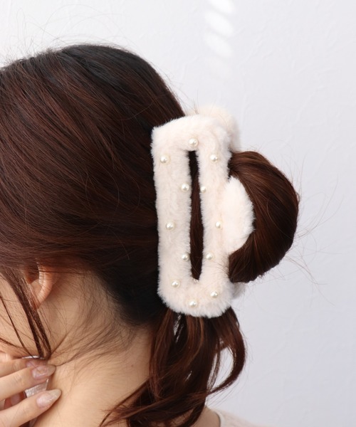 セール】モコモコパールドットバンス（バレッタ/ヘアクリップ）｜Three