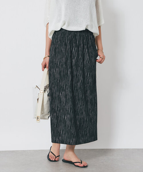 un dix cors（アンディコール）の「ストレッチリブプリントスカート（スカート・レディース・アイボリー/ブラック・FREE）」の2枚目の写真