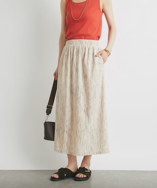 un dix cors（アンディコール）の「ストレッチリブプリントスカート（スカート・レディース・アイボリー/ブラック・FREE）」の4枚目の写真