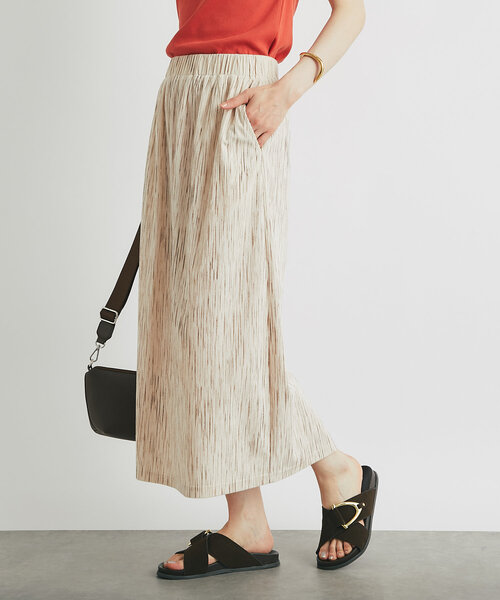 un dix cors（アンディコール）の「ストレッチリブプリントスカート（スカート・レディース・アイボリー/ブラック・FREE）」の5枚目の写真