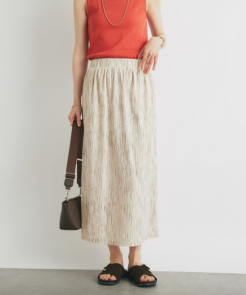 un dix cors（アンディコール）の「ストレッチリブプリントスカート（スカート・レディース・アイボリー/ブラック・FREE）」の7枚目の写真