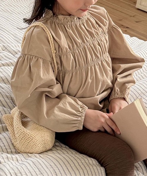 aimoha(アイモハ)の「【aimoha-KIDS-】ブラウス(シャツ/ブラウス・キッズ・ダークグレー/ベージュ・80/90/100/110/120/130)」の2枚目の写真