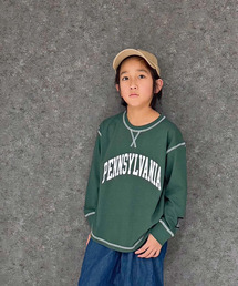 THE CASUAL（カジュアル）の「3本針ステッチ　オーバーサイズ　プリントロンT　長袖　Tシャツ（Tシャツ/カットソー・キッズ）」