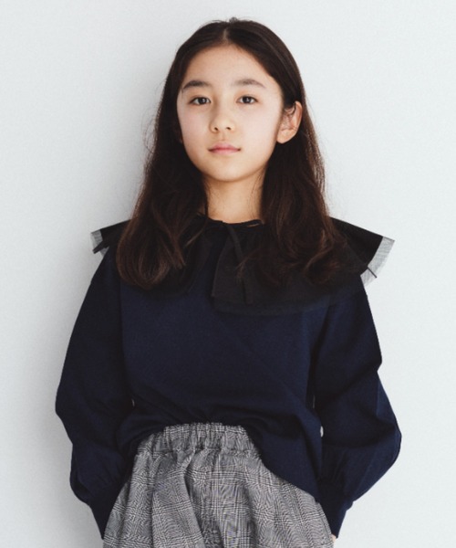 BRANSHES（ブランシェス）の「【b.+A】金子綾/チュール付き付け襟（付け襟・キッズ・オフホワイト/ブラック・M/L）」の10枚目の写真