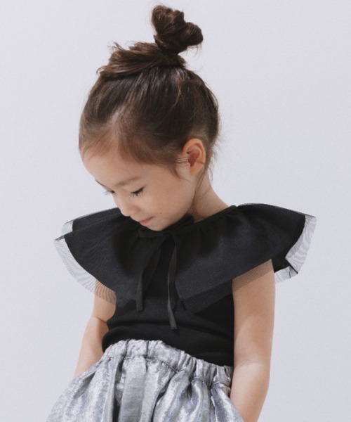 BRANSHES（ブランシェス）の「【b.+A】金子綾/チュール付き付け襟（付け襟・キッズ・オフホワイト/ブラック・M/L）」の11枚目の写真