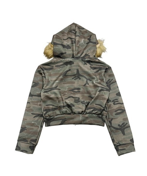 Never mind the XU】camouflage fur hood zipup hoodie / 【ネバー