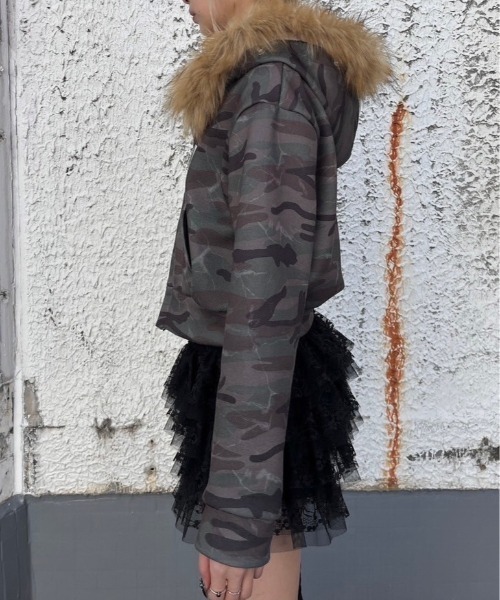 XU(エックスユー)の「【Never mind the XU】camouflage fur hood zipup hoodie / 【ネバーマインド ザ エックスユー】カモフラージュファーフードジップアップパーカー(パーカー・レディース・カモフラージュ・ONE SIZE)」の15枚目の写真