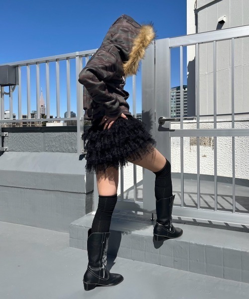 XU(エックスユー)の「【Never mind the XU】camouflage fur hood zipup hoodie / 【ネバーマインド ザ エックスユー】カモフラージュファーフードジップアップパーカー(パーカー・レディース・カモフラージュ・ONE SIZE)」の9枚目の写真
