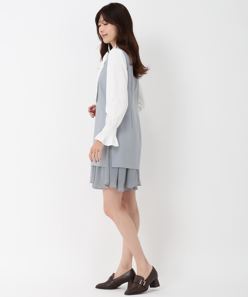 MISCH MASCH(ミッシュマッシュ)の「裾シフォンフリルミニジャンスカ(ワンピース・レディース・ライトグレー/ベージュ・M/S)」の6枚目の写真