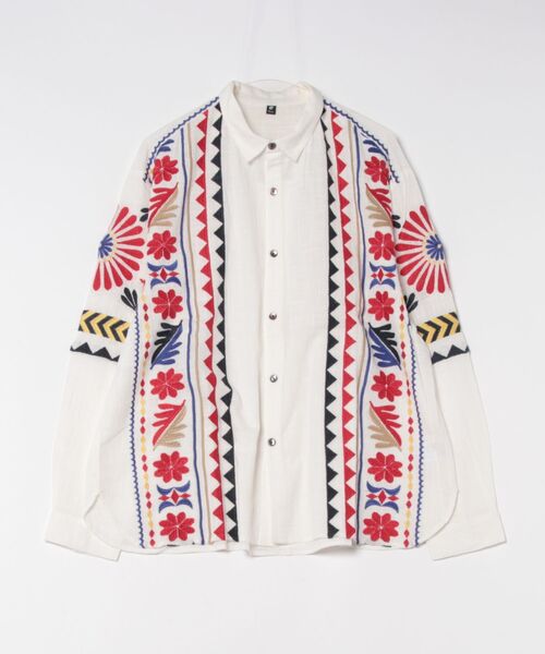 チャイハネ（チャイハネ）の「【チャイハネ】バフラ刺繍MEN'Sシャツ（シャツ/ブラウス・メンズ・ホワイト/ブラック/ベージュ・FREE）」の2枚目の写真