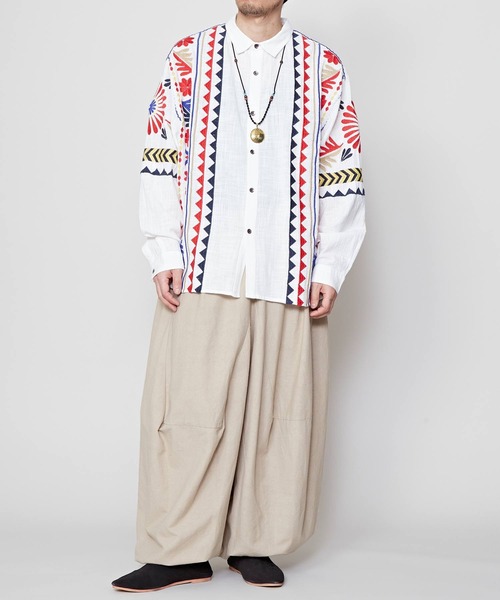 チャイハネ（チャイハネ）の「【チャイハネ】バフラ刺繍MEN'Sシャツ（シャツ/ブラウス・メンズ・ホワイト/ブラック/ベージュ・FREE）」の13枚目の写真