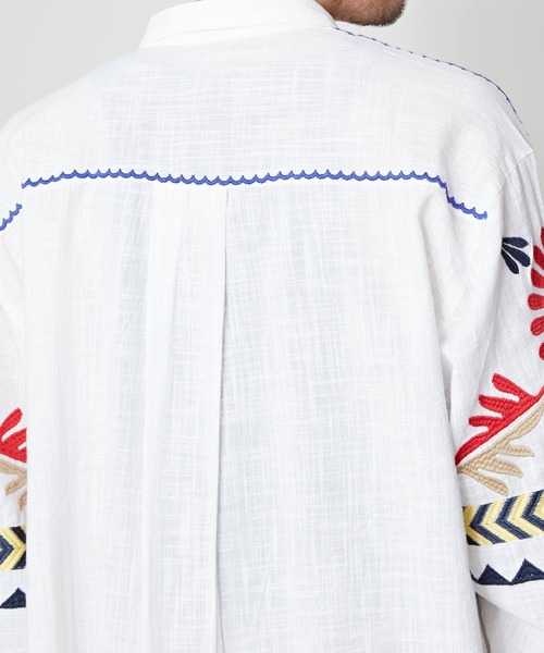 チャイハネ（チャイハネ）の「【チャイハネ】バフラ刺繍MEN'Sシャツ（シャツ/ブラウス・メンズ・ホワイト/ブラック/ベージュ・FREE）」の9枚目の写真