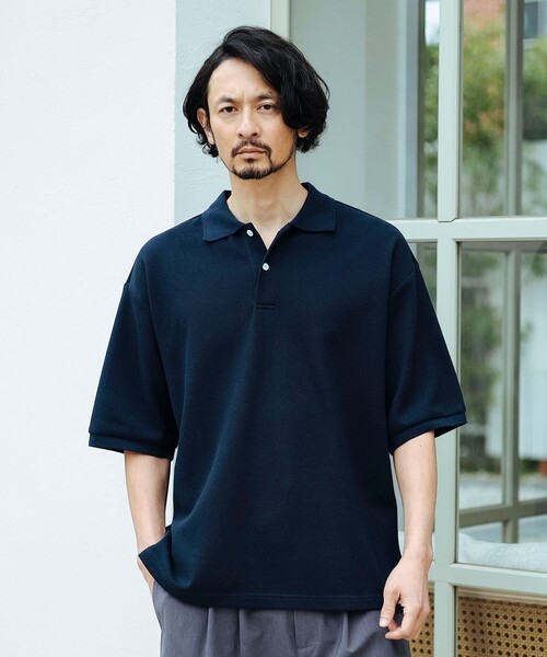 Drumohr × BEAMS F 別注 イタリア製 ブルー 鹿の子ポロシャツ BEAMS F（ビームスF）【別注】DRUMOHR / カノコ ポロシャツ