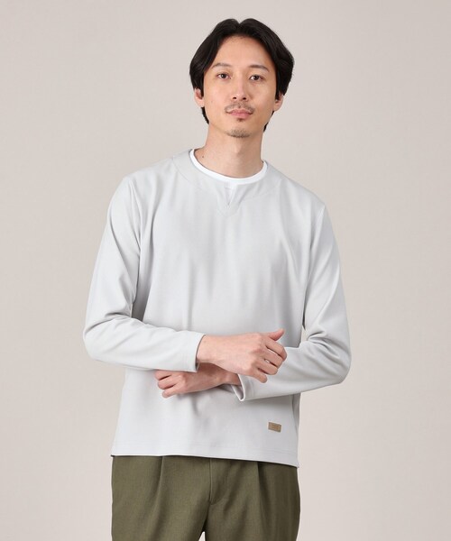 【Made in JAPAN】フェイクレイヤード　キーネック　カットソー