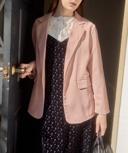 Birthday room（バースデイルーム）の「カラーテーラードジャケット/color tailored jacket（テーラードジャケット・レディース・ピンク/ブラック/ライトブルー・FREE）」の3枚目の写真