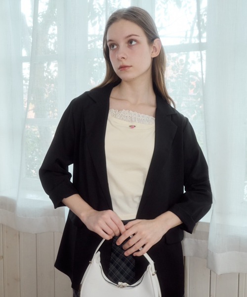 Birthday room（バースデイルーム）の「カラーテーラードジャケット/color tailored jacket（テーラードジャケット・レディース・ピンク/ブラック/ライトブルー・FREE）」の8枚目の写真