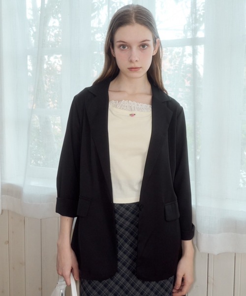 Birthday room（バースデイルーム）の「カラーテーラードジャケット/color tailored jacket（テーラードジャケット・レディース・ピンク/ブラック/ライトブルー・FREE）」の9枚目の写真