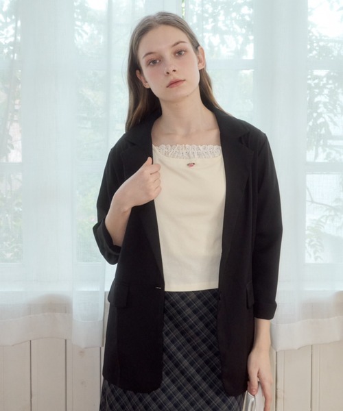 Birthday room（バースデイルーム）の「カラーテーラードジャケット/color tailored jacket（テーラードジャケット・レディース・ピンク/ブラック/ライトブルー・FREE）」の7枚目の写真