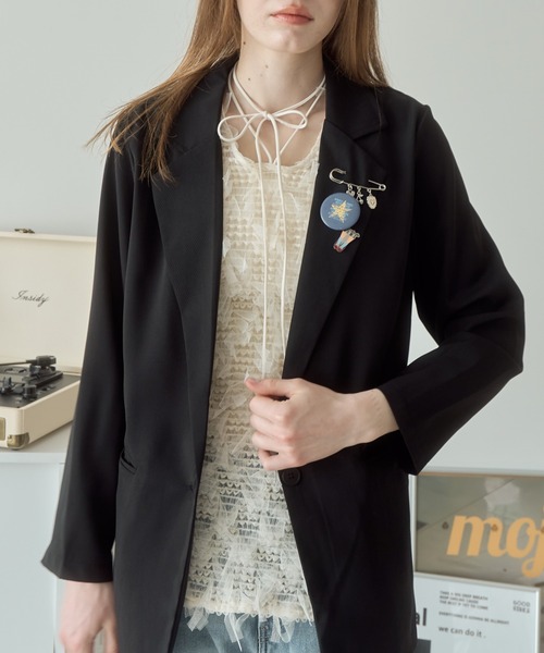 Birthday room（バースデイルーム）の「カラーテーラードジャケット/color tailored jacket（テーラードジャケット・レディース・ピンク/ブラック/ライトブルー・FREE）」の5枚目の写真