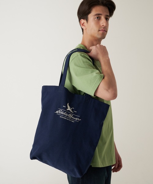 Eddie Bauer(エディーバウアー)の「ロゴトート(トートバッグ・メンズ・ネイビー/モスグリーン/アイボリー・F)」の3枚目の写真