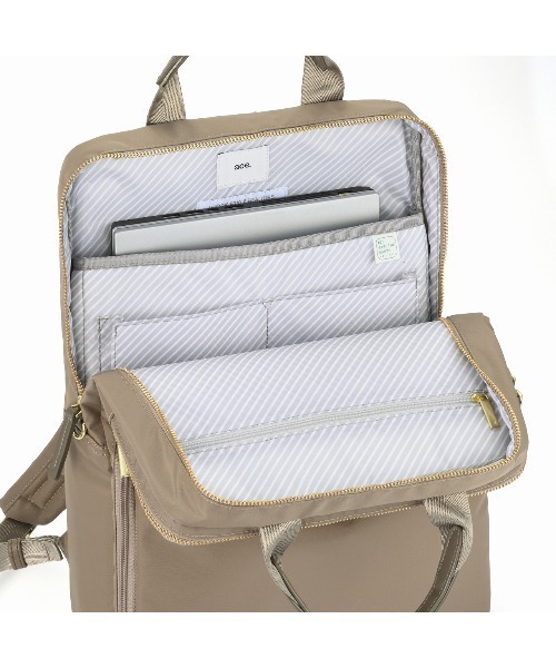 ace.(エース)の「【ace. GENE/エースジーン】 フィッテム ビジネスリュック 15L レディースビジネス A4(バックパック/リュック・レディース・チャコール/ベージュ/ブラック/ネイビー・FREE)」の11枚目の写真
