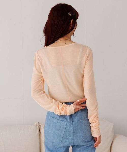 flower（フラワー）の「リンクルリブロングスリーブ（Tシャツ/カットソー・レディース・アイボリー/オレンジ・FREE）」の14枚目の写真